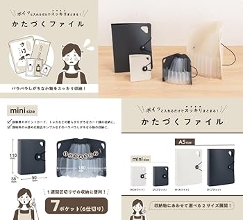 蛇腹ファイル/miniサイズ 05 Amazon | ナカバヤシ かたづくファイル ミニ 7P ブラック DF